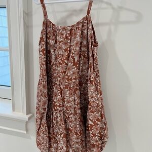Floral Brown and White Sleeveless summer Dress- gap